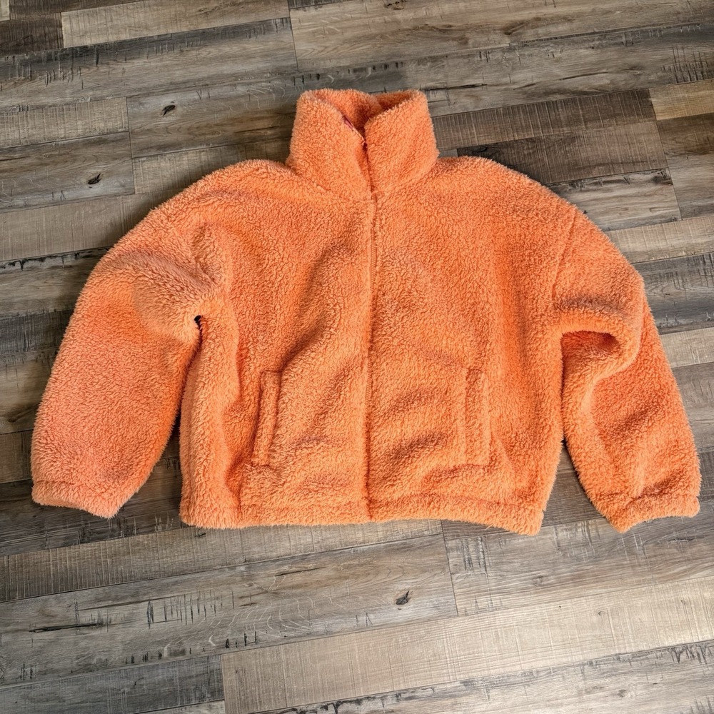 American Eagle This Seriously Feels Huggable Orange Zip Sz XS/S Jacket Oversized